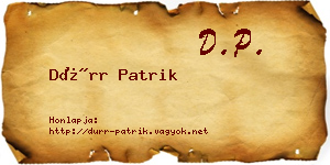 Dürr Patrik névjegykártya